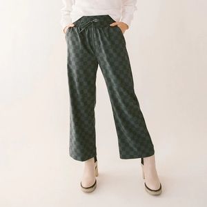 Albion Audrey wide leg pants slate checkers size XS petite NWT